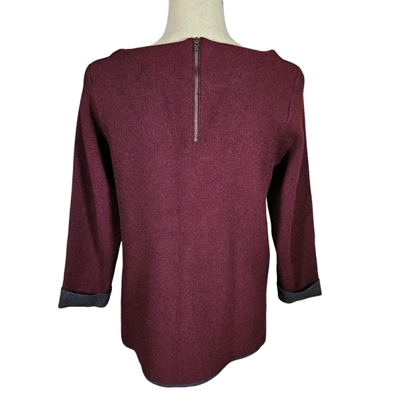 Nanette Lepore Wool Blend Sweater, Burgundy/Grey, Medium - Picture 3 of 9
